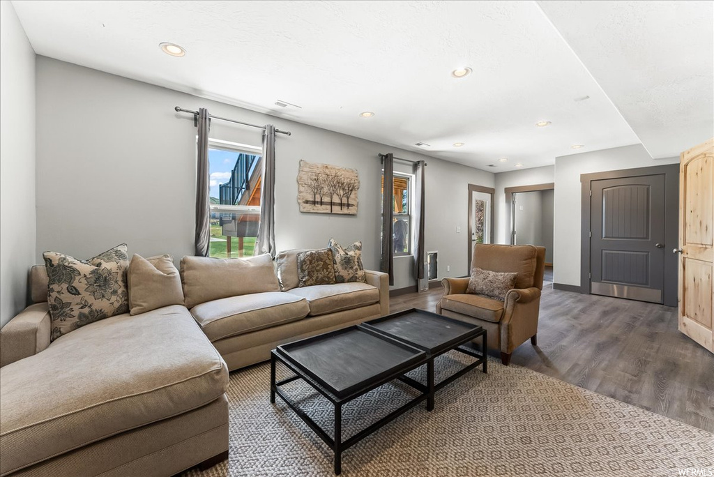 Living room featuring light hardwood floors