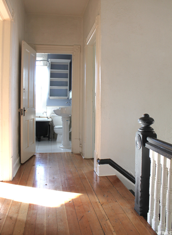 Hallway featuring light hardwood / wood-style flooring