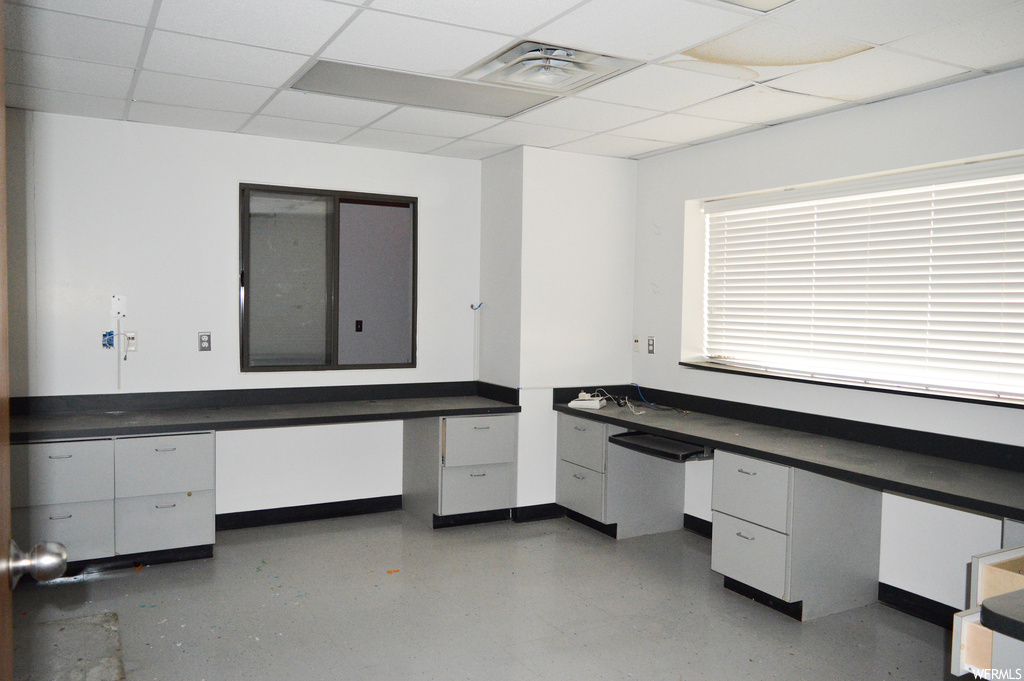 Interior space with a drop ceiling