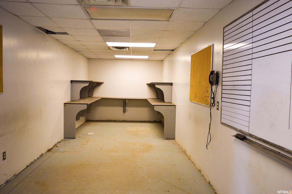 Basement with a drop ceiling