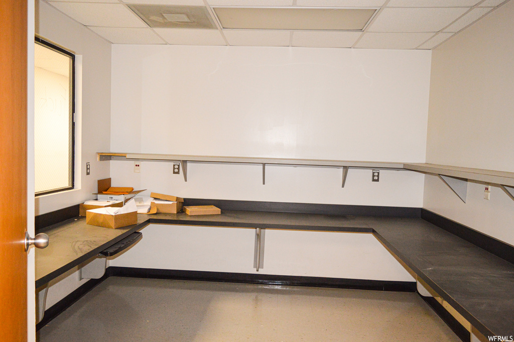 Interior space with a drop ceiling