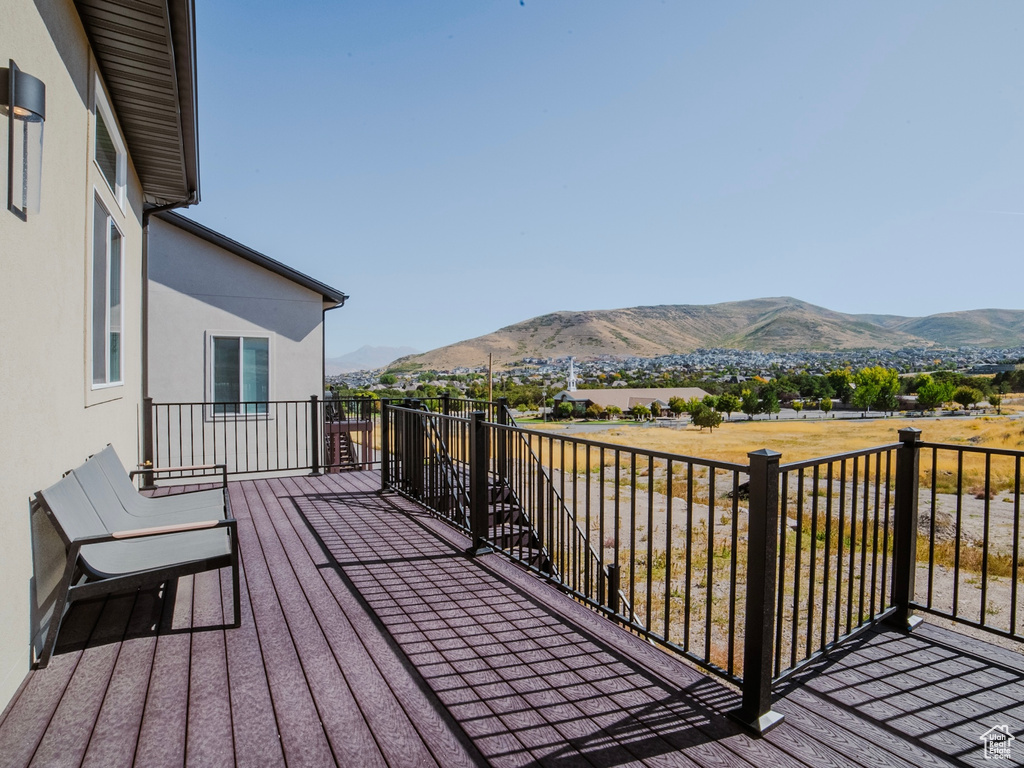 Deck featuring a mountain view