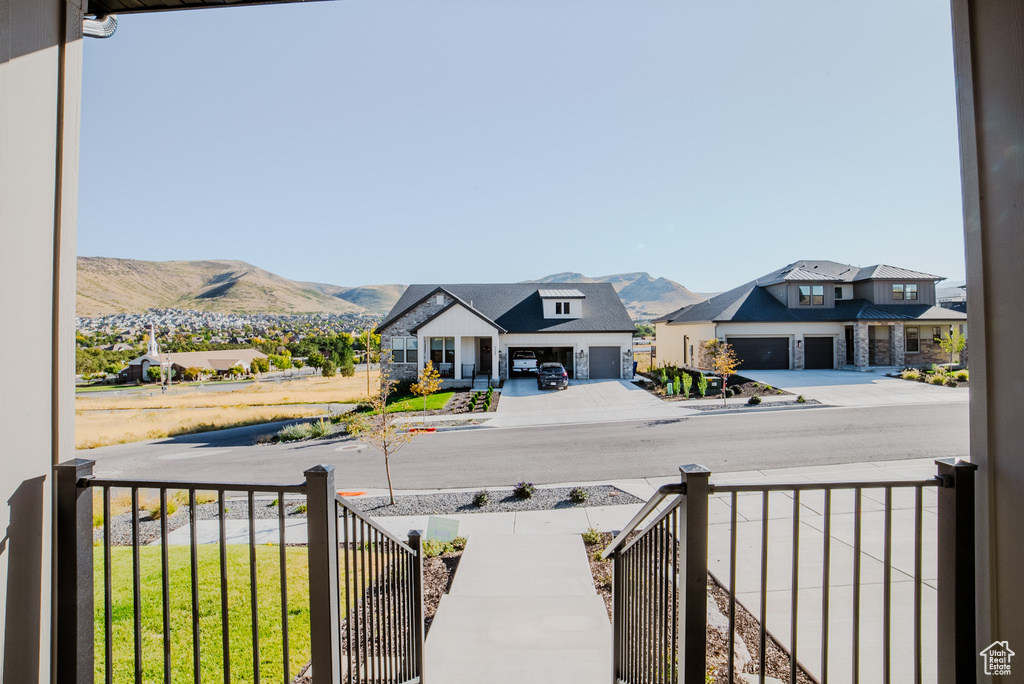 Exterior space with a mountain view