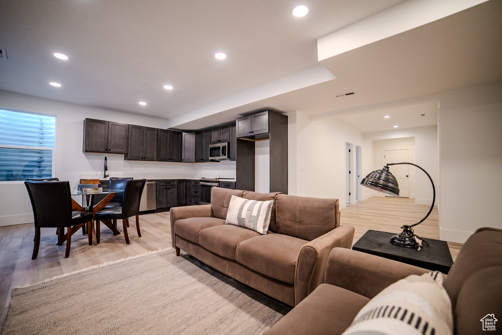 Living room featuring light wood-type flooring