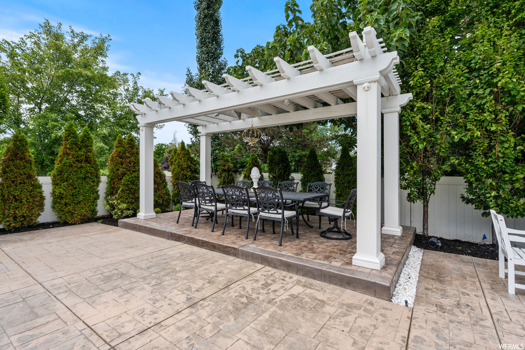 View of patio / terrace featuring a pergola