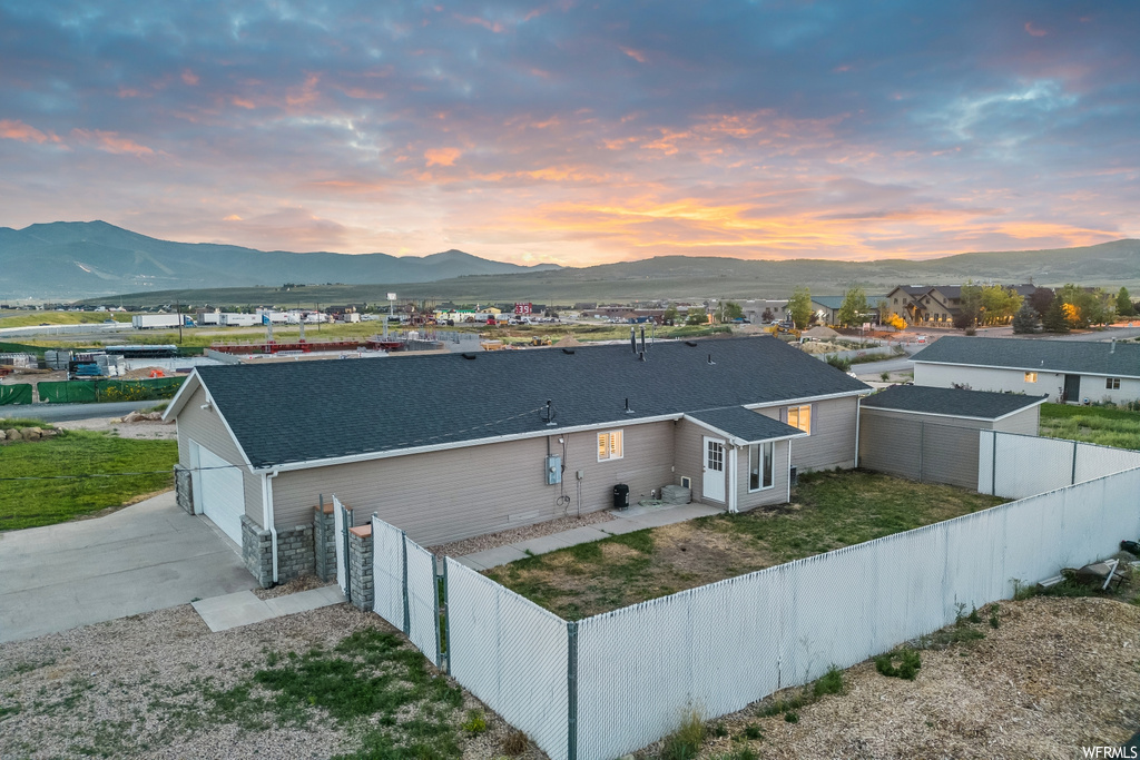 Exterior space with a mountain view
