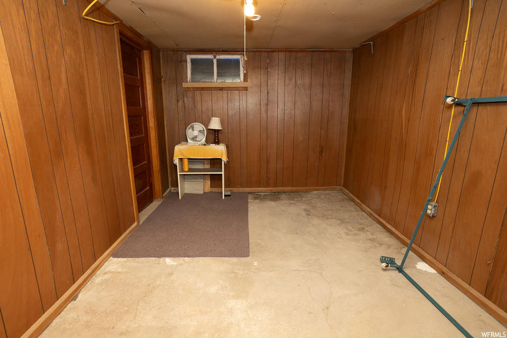 Basement with wooden walls