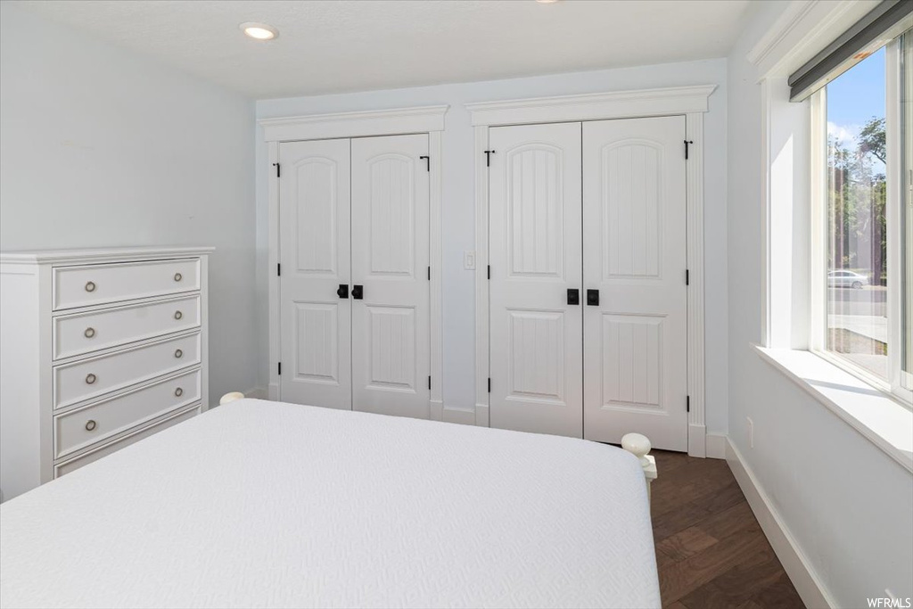Bedroom featuring hardwood floors