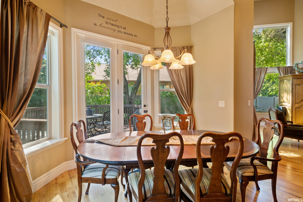 Dining space featuring light hardwood floors