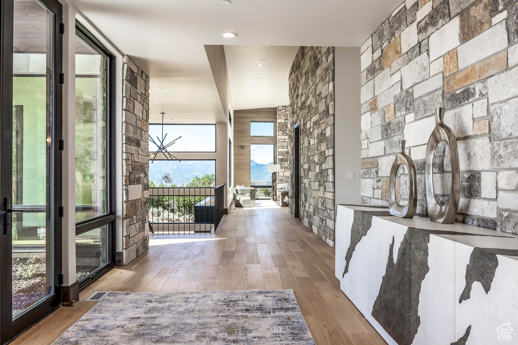 Interior space featuring hardwood / wood-style floors and expansive windows