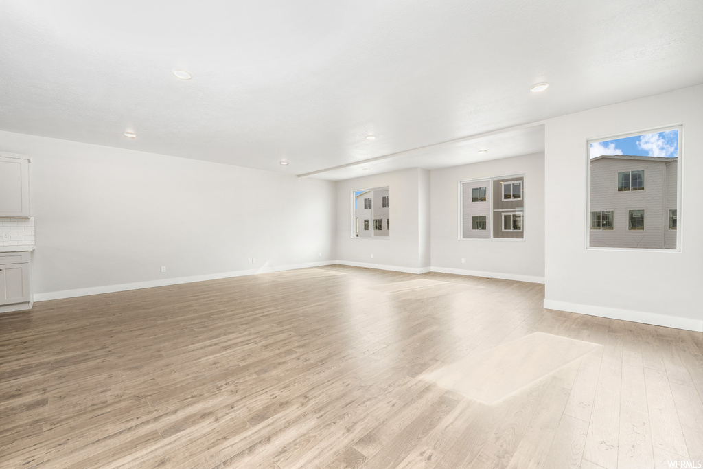View of hardwood floored living room