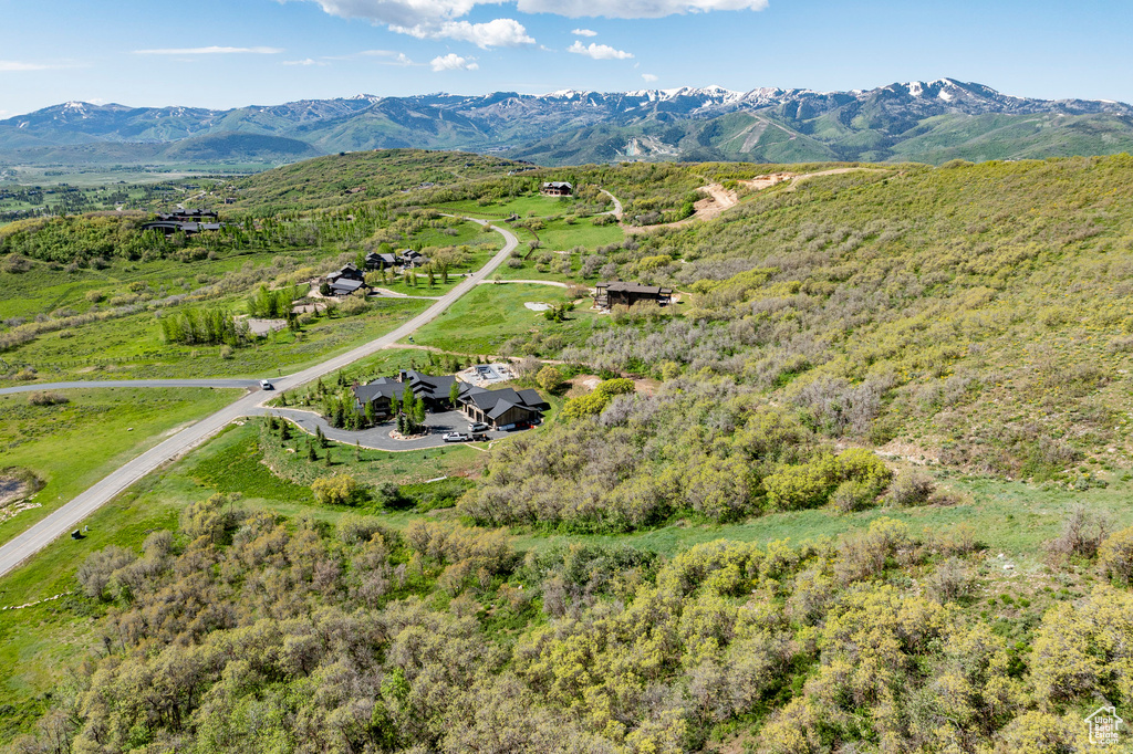 Aerial view of a mountain backdrop