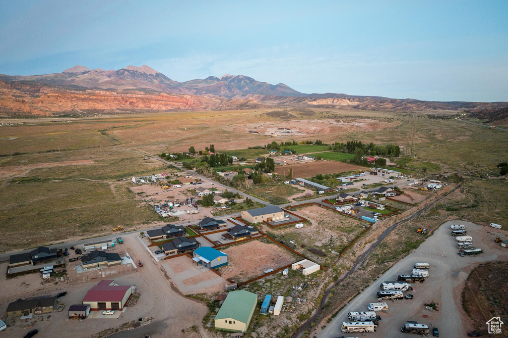 Aerial view featuring a mountain view