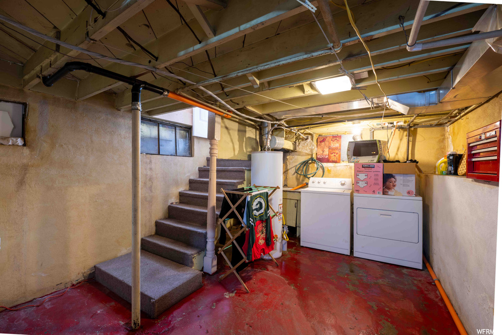 Basement with independent washer and dryer