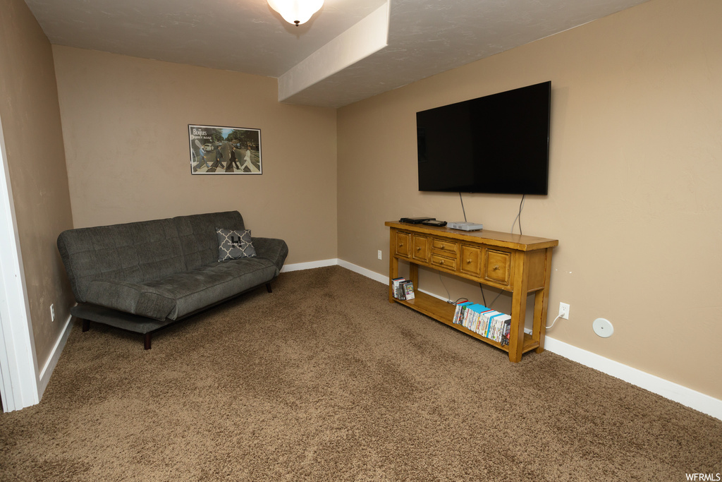 Sitting room with carpet floors