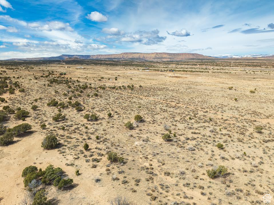 Birds eye view of property with a mountain view