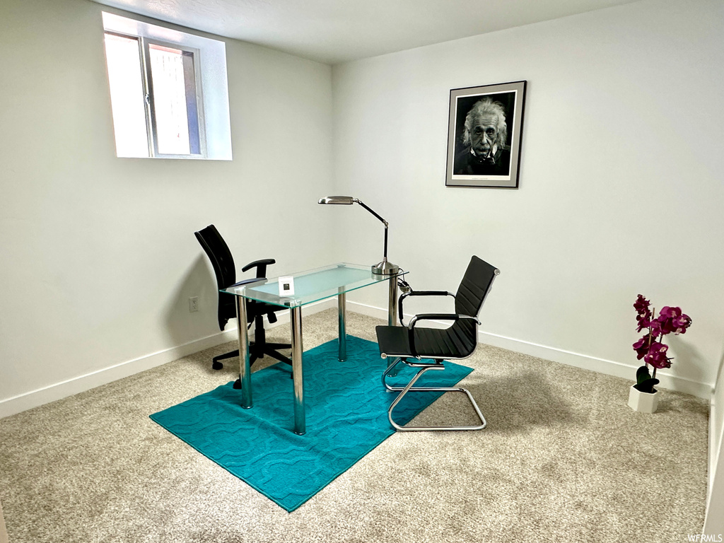 Interior space featuring light carpet