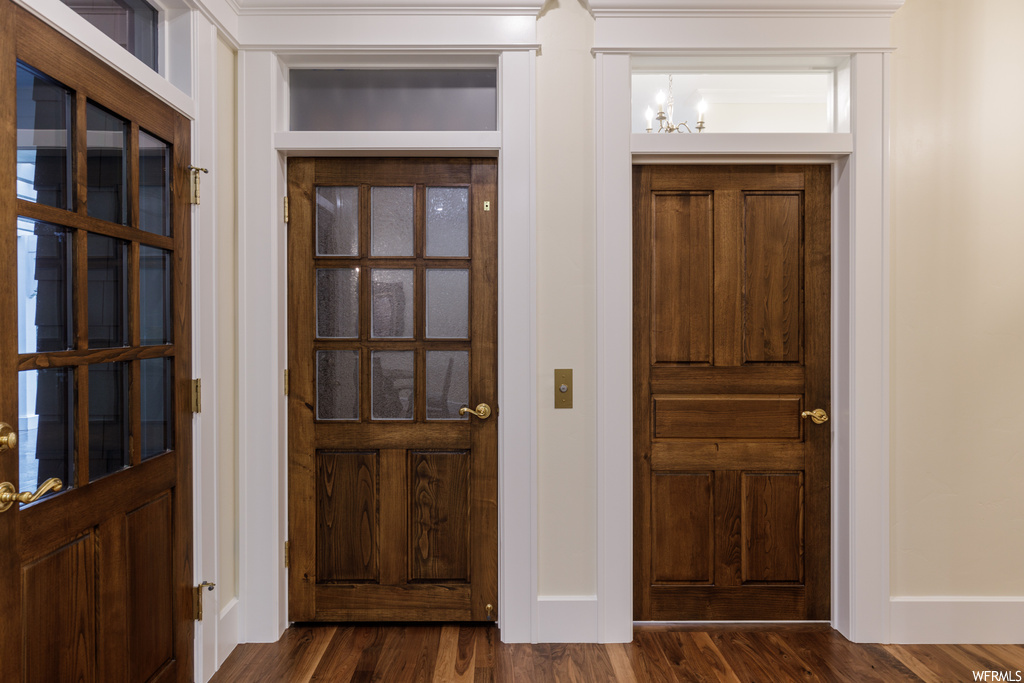 View of wood floored entryway