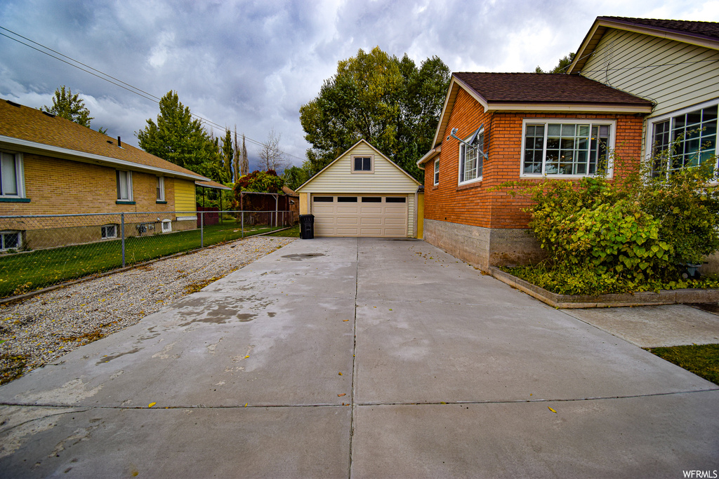 View of home\\\'s exterior with a garage
