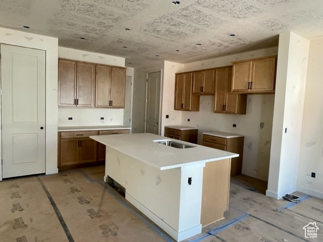 Kitchen with a kitchen island and sink