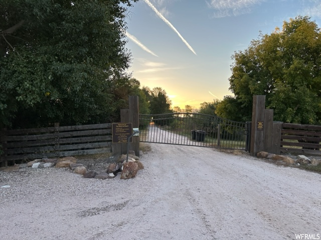 View of gate at dusk