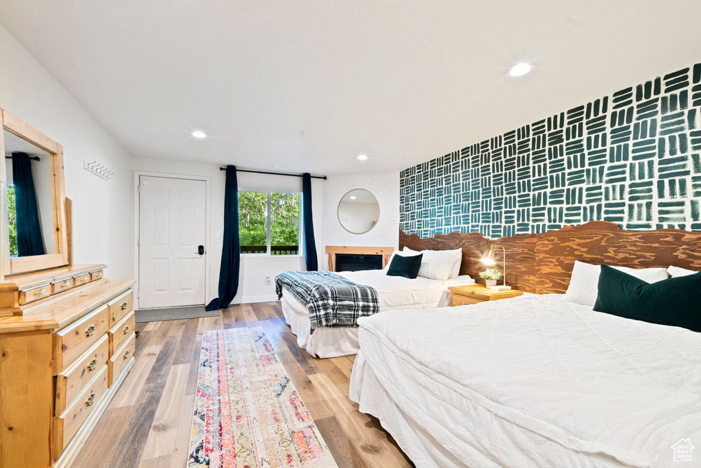 Bedroom with light wood-type flooring