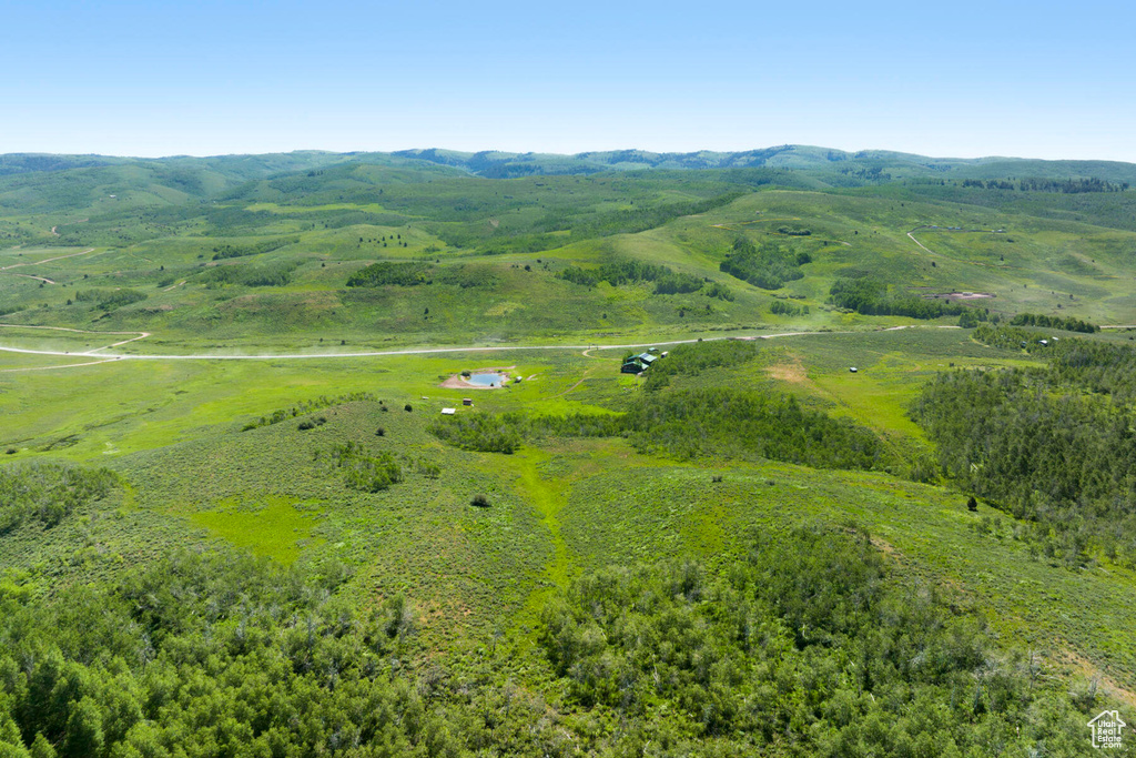Drone / aerial view with a mountain view