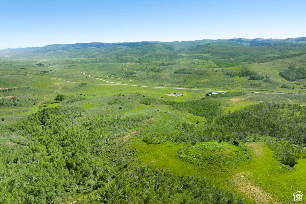 Drone / aerial view featuring a mountain view