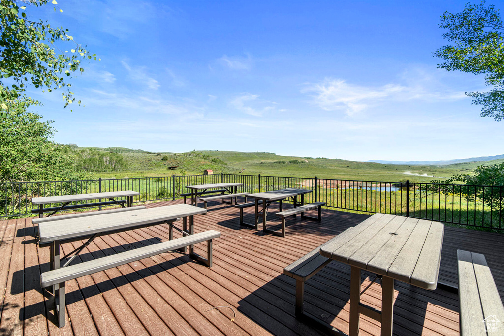 Wooden terrace with a rural view