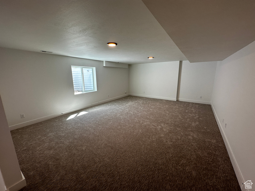 Interior space with dark carpet