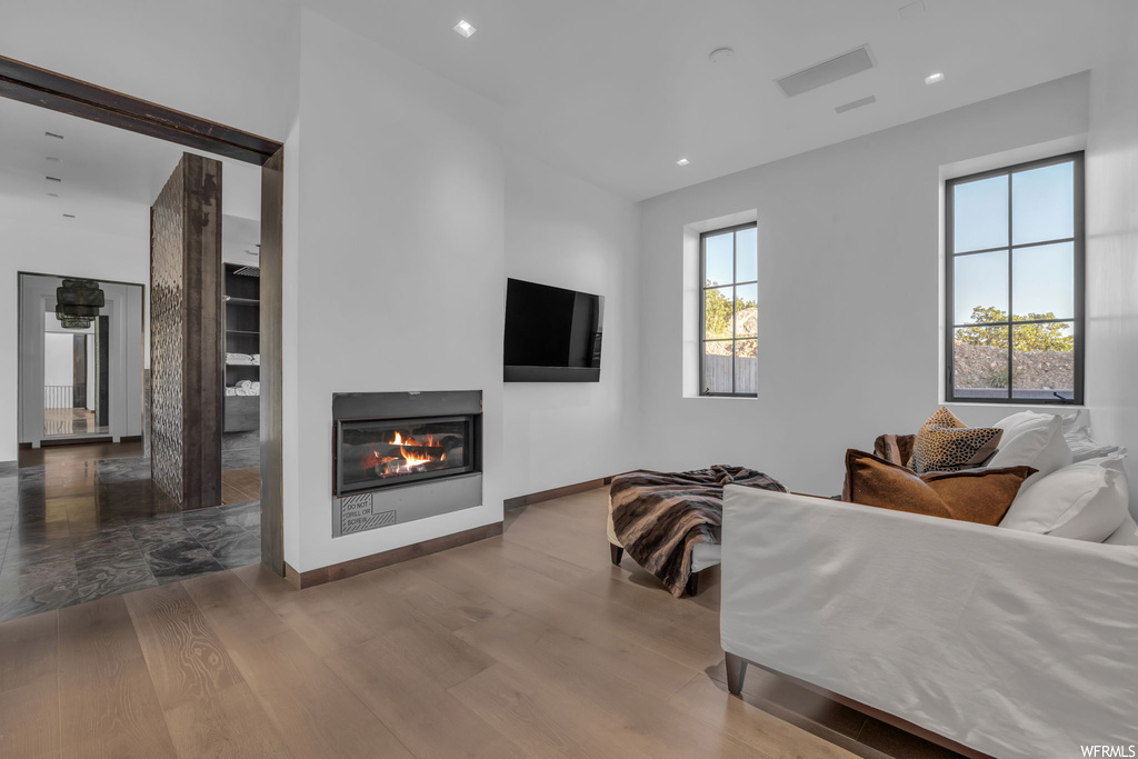 Living room featuring hardwood floors