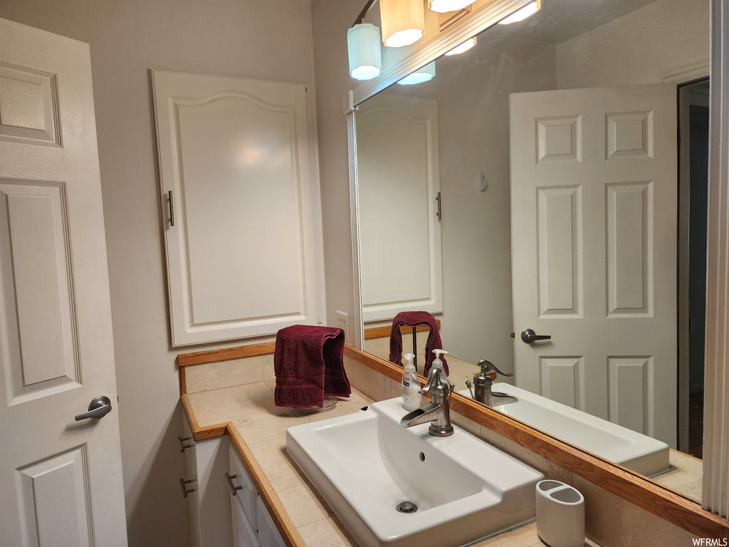 Bathroom with oversized vanity