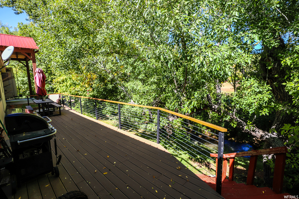 Wooden deck with grilling area