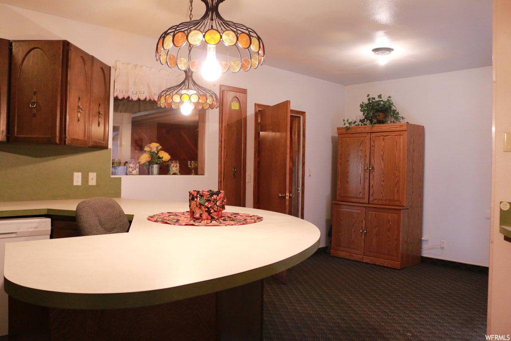 View of carpeted dining area