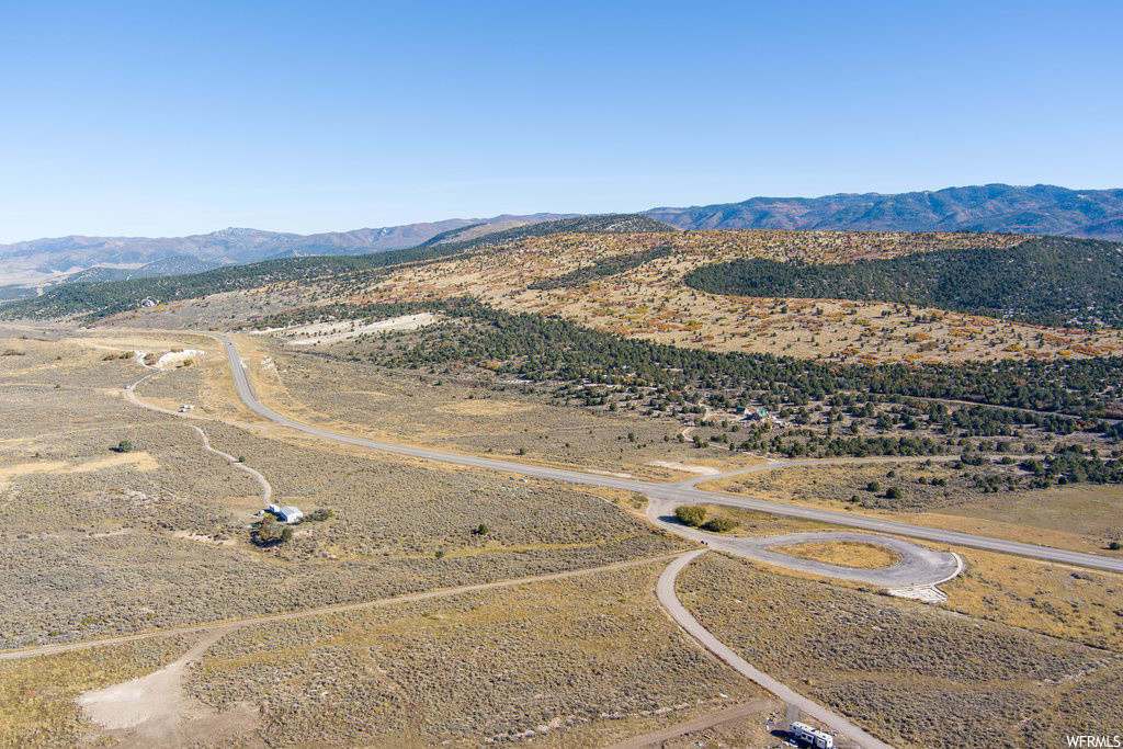 Aerial view with a mountain view