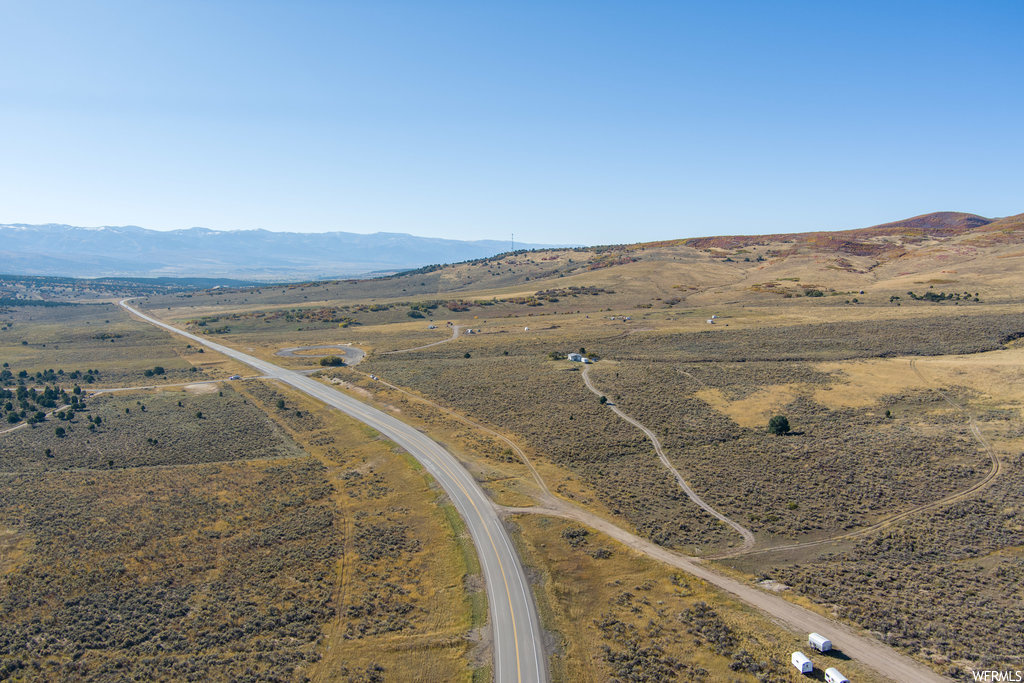 Aerial view with a rural view and a mountain view