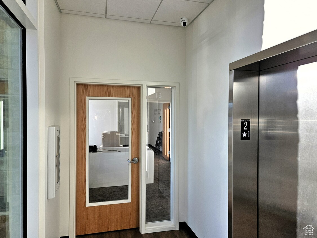 Interior space featuring dark hardwood / wood-style flooring and elevator
