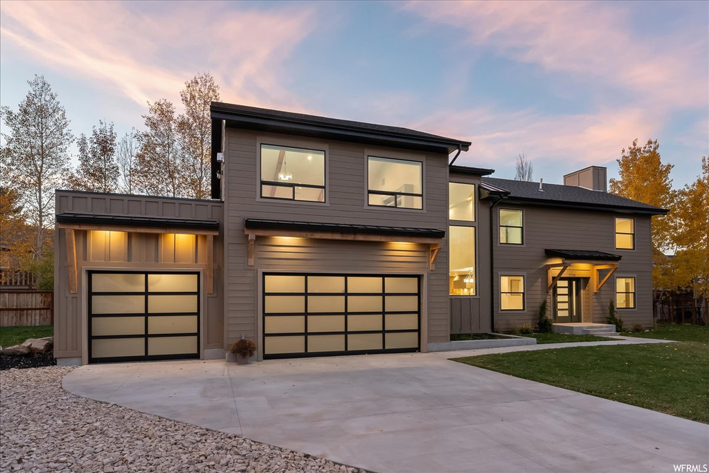 Contemporary home with a garage
