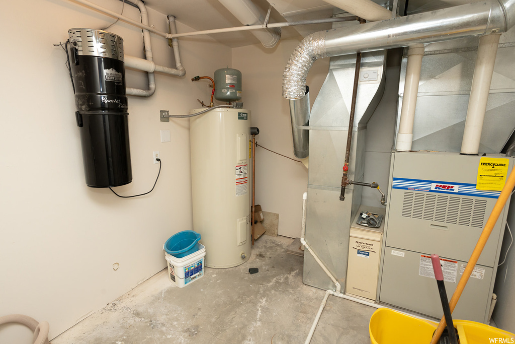 Utility room with electric water heater