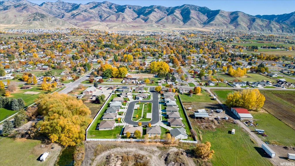 Drone / aerial view with a mountain view