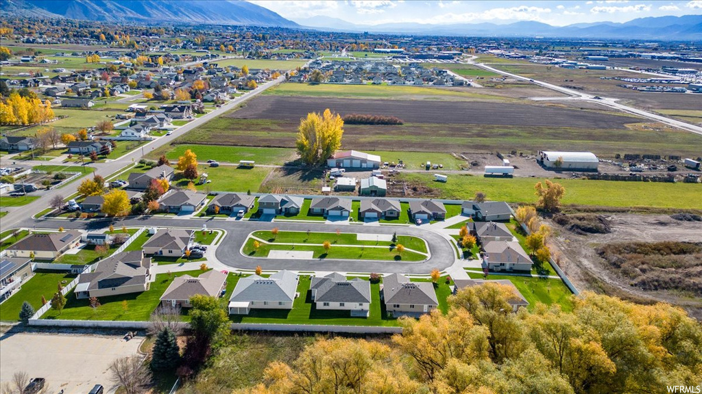 Aerial view featuring a mountain view