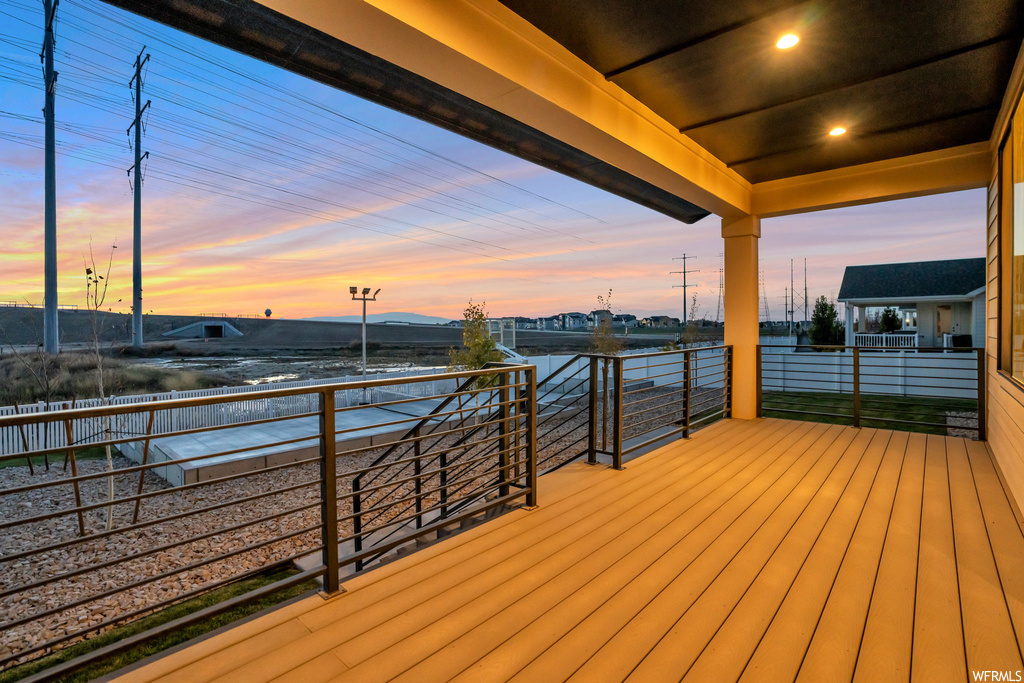 View of deck at dusk