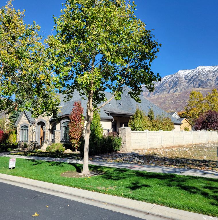 View of front of property featuring a mountain view