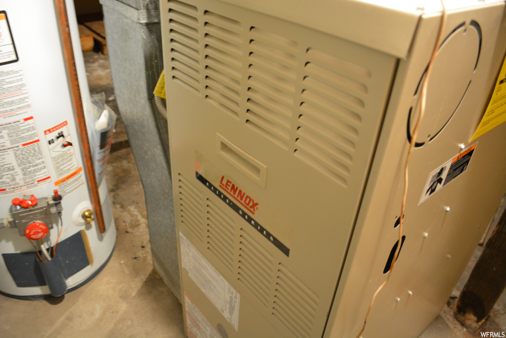 Details featuring heating utilities and gas water heater