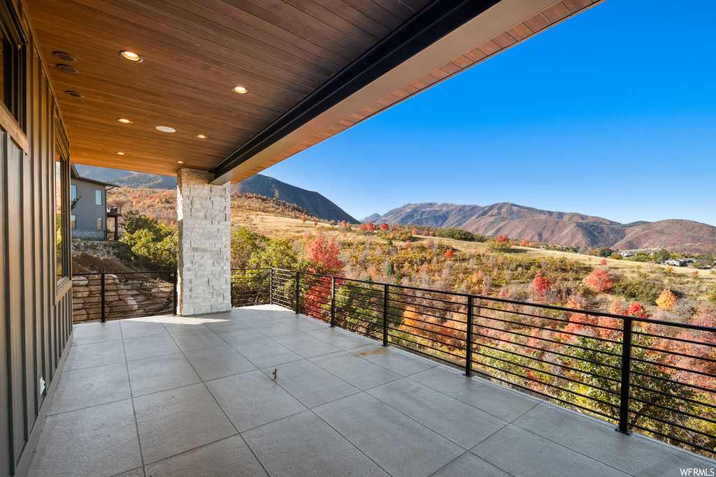 Exterior space with a mountain view