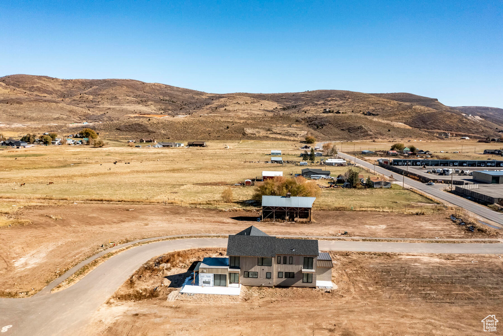 Aerial view with a rural view and a mountain view