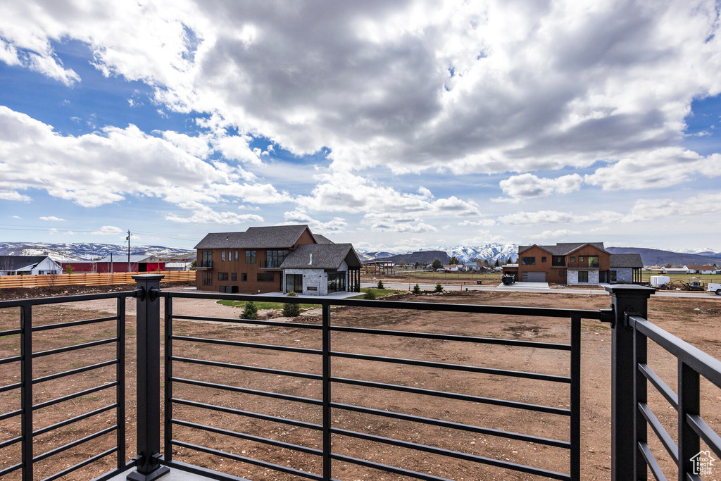 Balcony with a mountain view