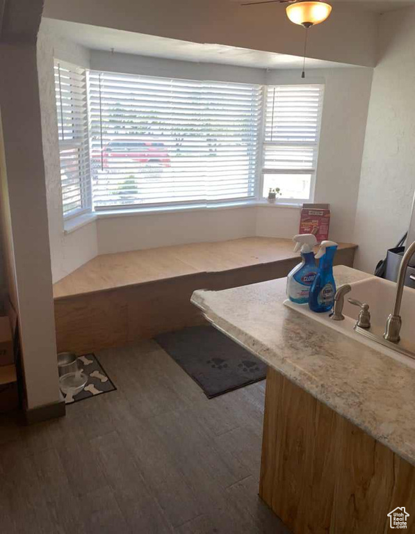 Bathroom with hardwood / wood-style floors