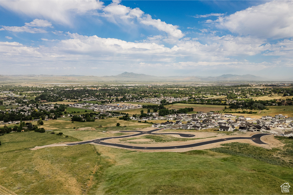 Bird's eye view with a mountain view