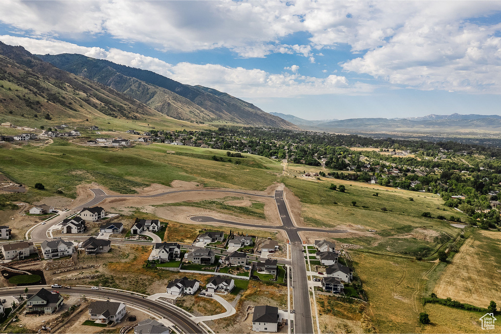 Birds eye view of property featuring a mountain view